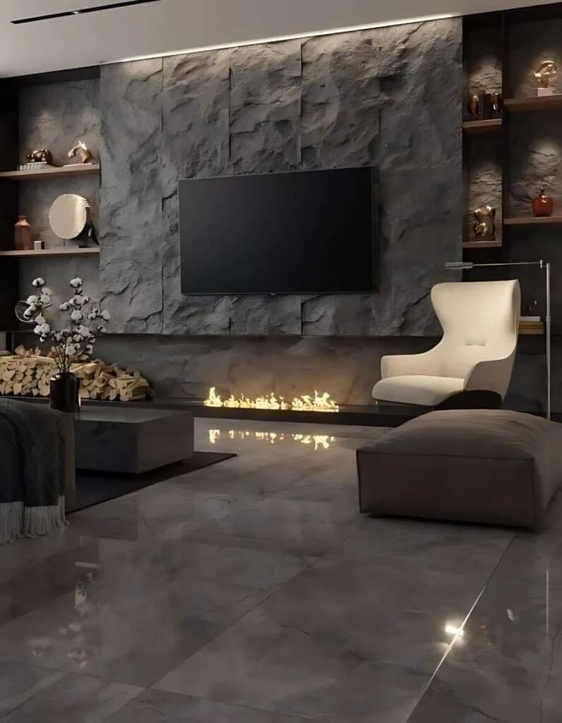 Decorative PU stone wall panels for modern living rooms in Bangalore
