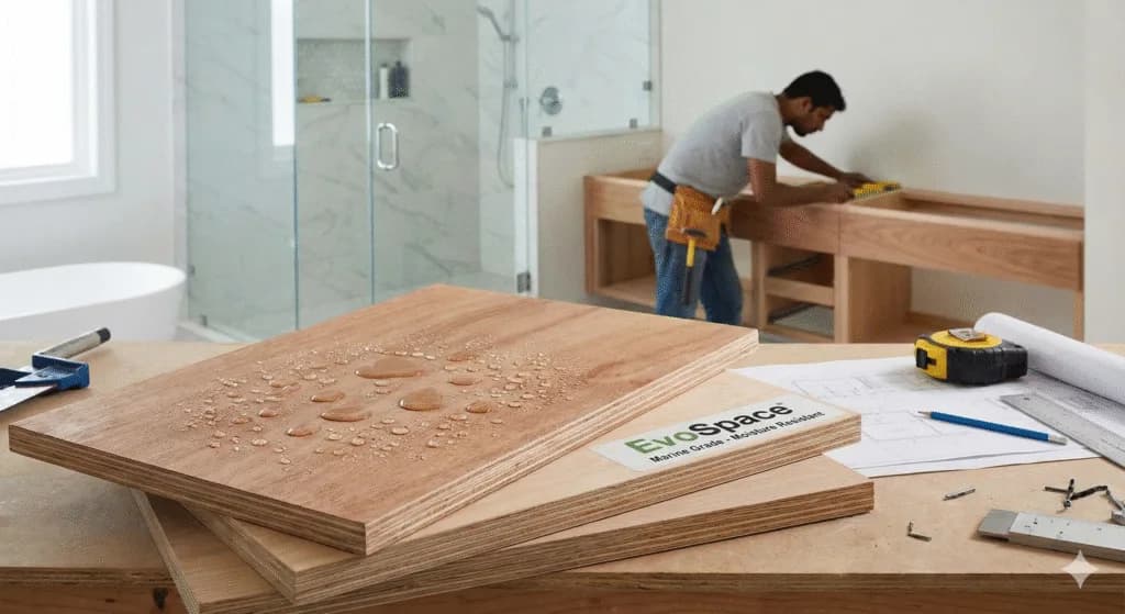 Marine-grade plywood sheet for kitchens and bathrooms