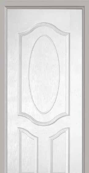 White moulded skin door with an oval panel and curved raised mouldings