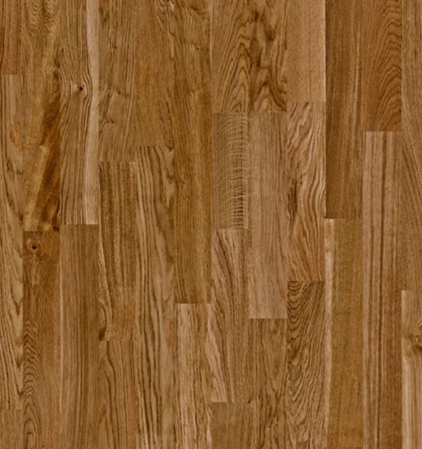 Honey oak boards in mixed widths with visible knots