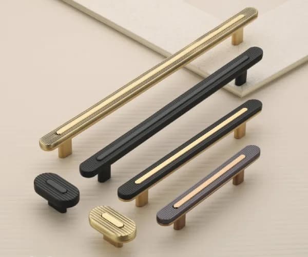 Minimalist grey cabinet pull handle