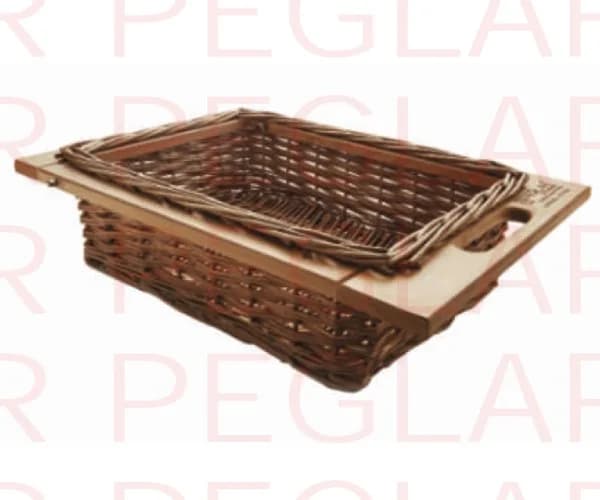 Beech wood frame wicker storage basket for kitchen
