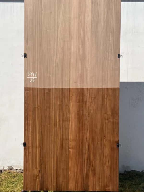 Third American walnut veneer sheet, tan above and deep brown below