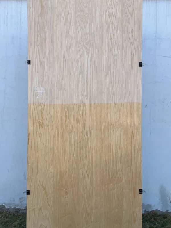 White ash veneer sheet with a pale cream upper half and a light honey lower half