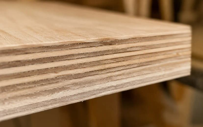 Macro view of a plywood sheet edge showing even, gap-free core layers — what good plywood should look like at a Bangalore dealer