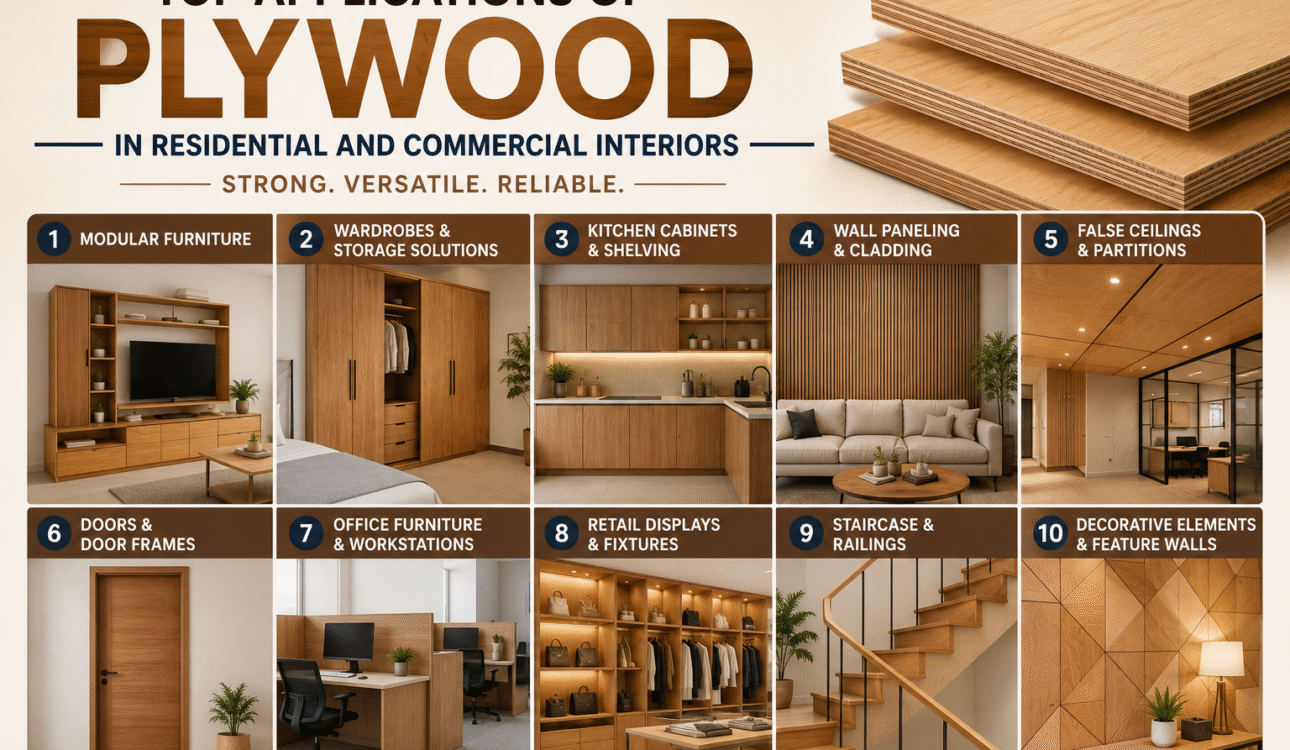 Top Applications of Plywood in Residential and Commercial Interiors 1 Top Applications of Plywood in Residential and Commercial Interiors