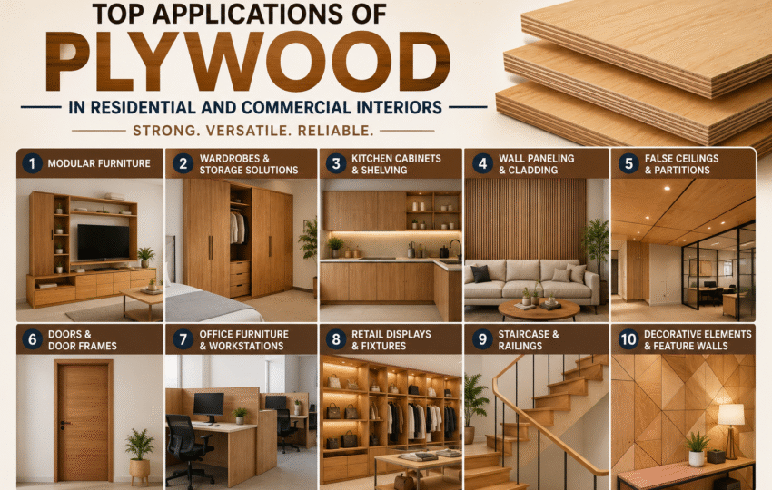 Top Applications of Plywood in Residential and Commercial Interiors 1 Top Applications of Plywood in Residential and Commercial Interiors