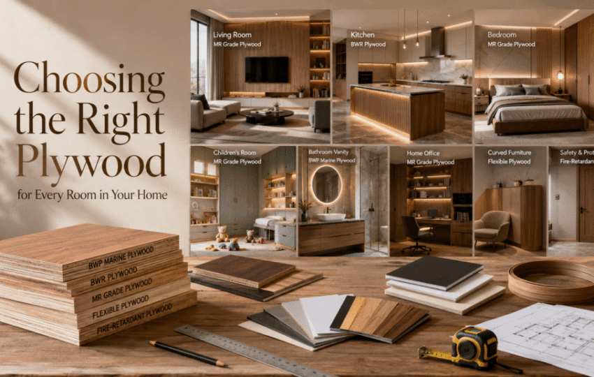 Plywood for every room in Bangalore — grade recommendations for living room, kitchen, bedroom, bathroom vanity and home office